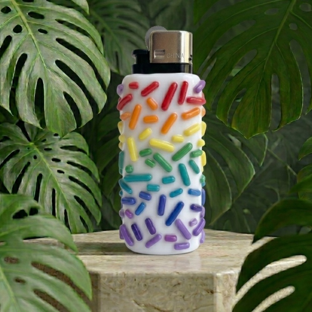 3D Rainbow Sprinkles Lighter Case - Custom Colours